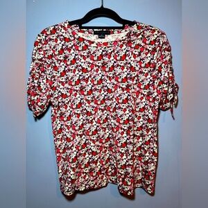 Sanctuary Red and White Floral Short Sleeve Blouse